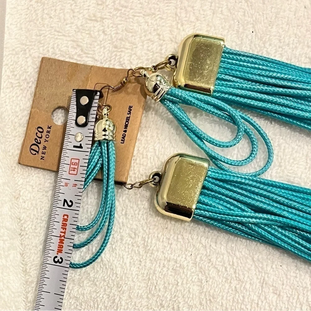Turquoise cascade rope necklace earring set